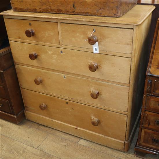 A Victorian pine chest of drawers W.106cm